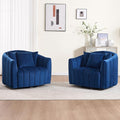 Mlmh &amp Kngwa 40.35 W Swivel Accent Chairs Set of 2 Oversized 360 Degree Swivel Barrel Chair with 3 Pillows Velvet Armchair for Living Room Bedroom Navy