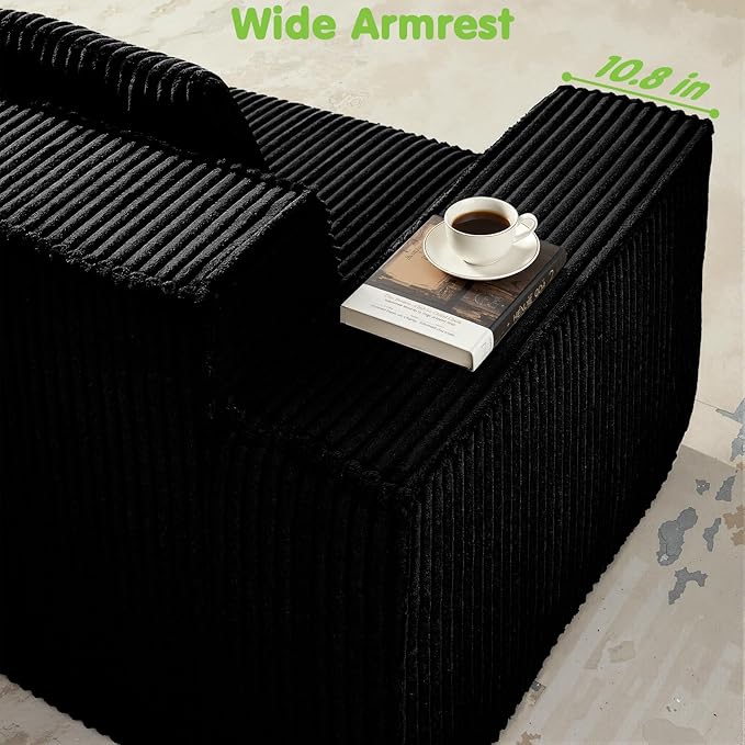 149.6'' Boneless Couch Cloud Couch Sectional U-Shape Modular Sectional Sofa Convertible Corduroy Sleeper Sofa Bed Upholstered Couches for Living Room No Assembly Required