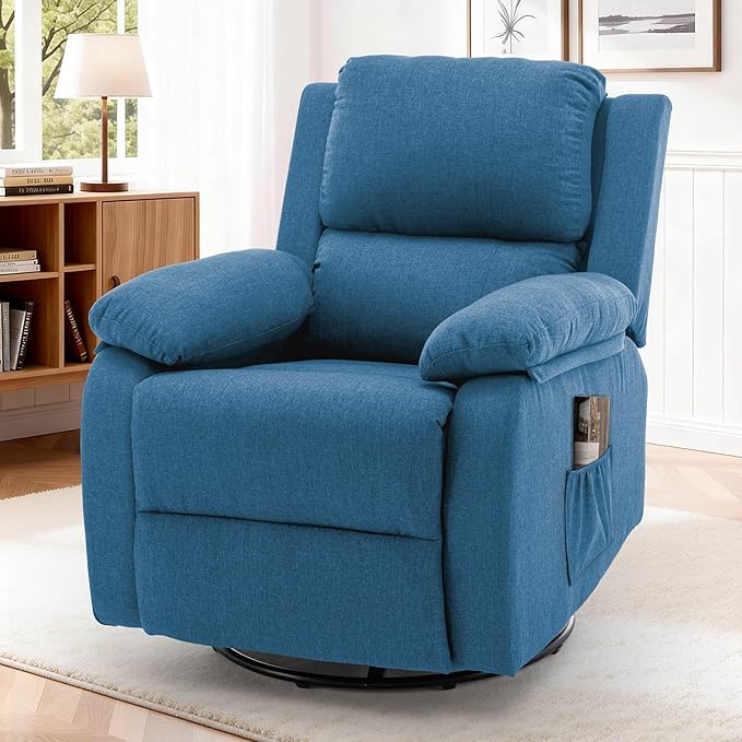 Recliner Chair 360 Swivel Rocker Chair for Adults Small Rocking Recliner for Small Spaces Upholstered Fabric Glider Recliner Nursery
