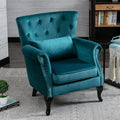 Accent Reading Arm Chairs for Living Room Bedroom Midcentury Modern Comfy Corner Sofa Chair Wingback Waiting Room Club Chair with Button Tufted Back &ampLumbar Pillow Velvet Teal