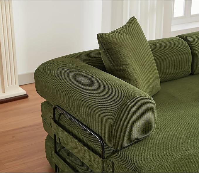 MYFUNSHOP Sleeper Sofa Bed4-in-1 Convertible Folding Boneless CouchFoldable Love Seat with Pillow Corduroy Floor Futon Couch for Living RoomBedroomLounge Studio