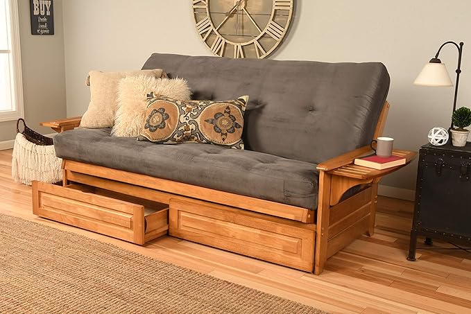 Kodiak Furniture Phoenix Futon With Storage Drawers Suede Gray