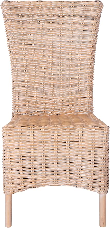 SAFAVIEH Home Allen Coastal Natural White Wash Rattan Accent Chair (Set of 2)