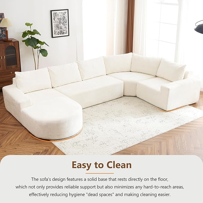 Merax 141.7 Modular Sponge Sofa Cloud Sectional CouchOversized U-Shaped with Deep Seat for Living Room