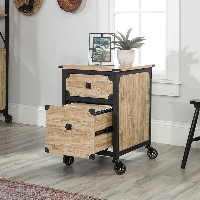Rolling File Cart with Smooth Metal Drawers - Durable Brown Wooden File Holder for Home or Office