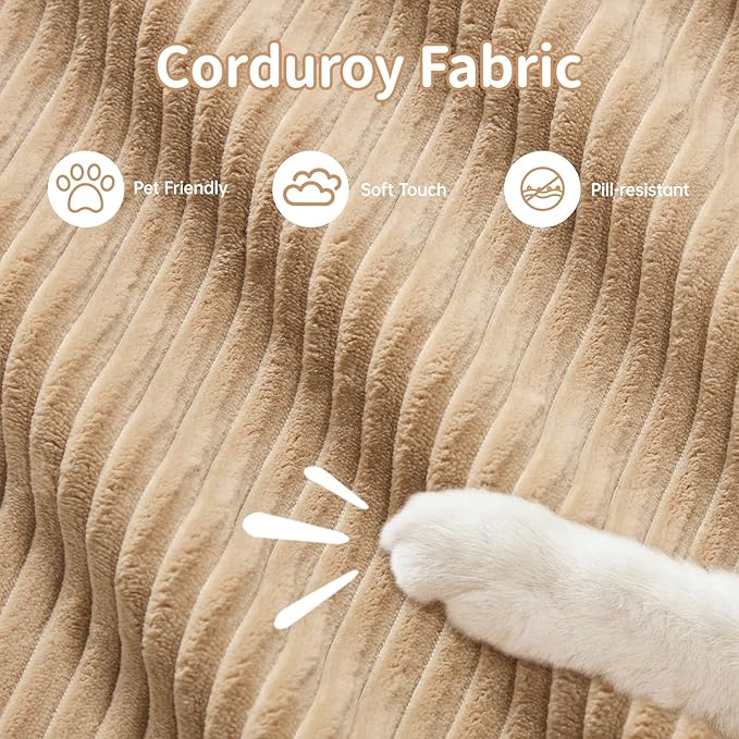 116 Modern Compressed Boneless Couch with Ottoman 3 Seater Large U Shaped Sectional Couches for Living Room Camel Corduroy Cloud Modular Sectional Sofa Memory Foam Extra Deep No Assembly