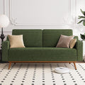 Vipbear 65.4 Loveseat Sofa Green Corduroy Couch Mid-Century Modern Small Couches for Living Room Bedroom Office Comfy Sofa with Spring Cushion Solid Wood Frame Tool-Free Assembly