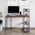Lavish Home All-in-One Computer Desk with Shelves – Modern Industrial Style Wood and Steel for Home Office Bedroom or Craft Table