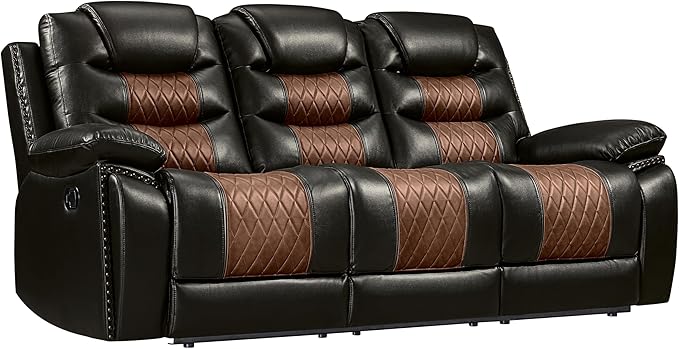 New Classic Furniture Nikko Faux Leather Manual Sofa with Dual Recliner Brown