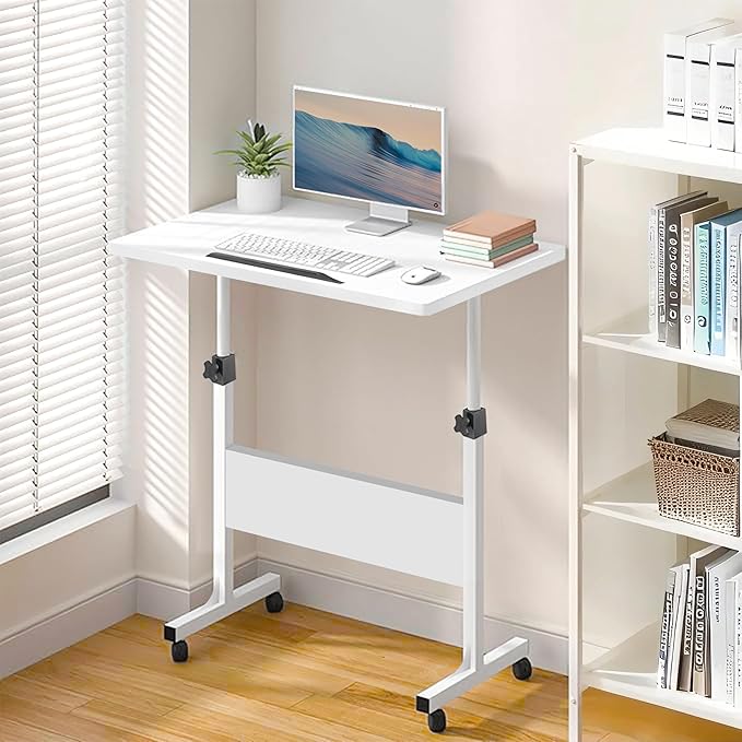 Small Standing Desk Adjustable Height Rolling Computer Desk Portable Laptop Desks with Wheels