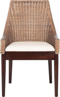 SAFAVIEH Home Collection Franco Coastal Brown/White Cushion Sloping Accent Chair SEA4000B
