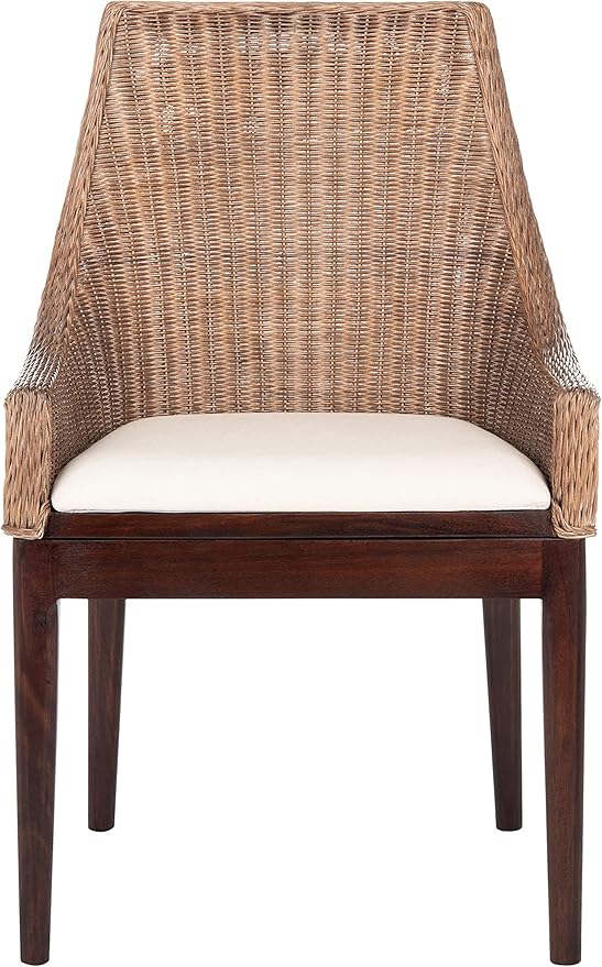 SAFAVIEH Home Collection Franco Coastal Brown/White Cushion Sloping Accent Chair SEA4000B