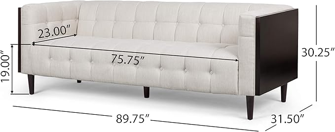 McLarnan Tufted 3 Seater Sofa - Beige/Brown