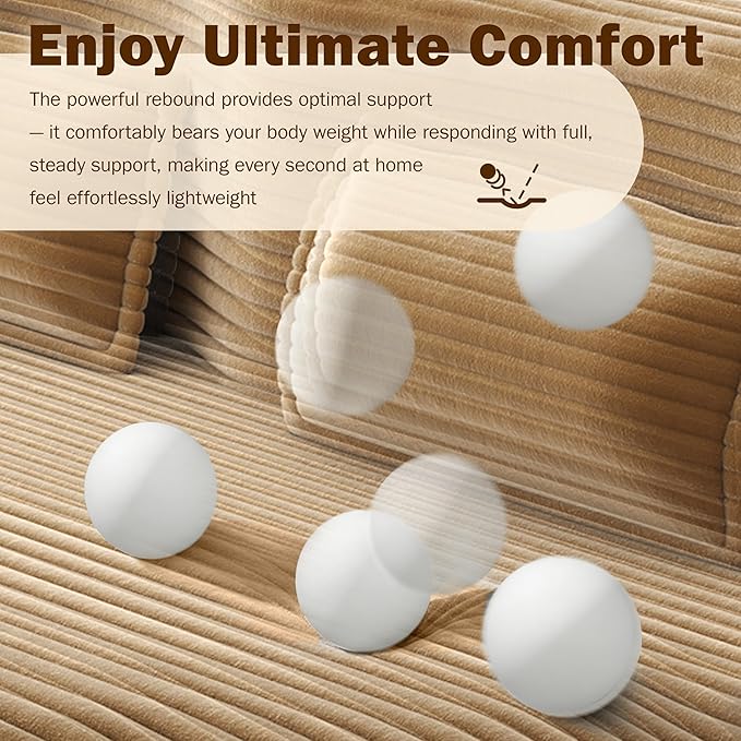 78 inch Memory Foam Couch Sofa Bed Convertible Folding Velvet Chenille Lazy Lounge Floor Full Size Sofabed Sleeper Couch for Small Living Room Apartment No Assembly (Camel Corduroy)