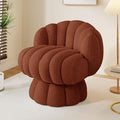 Teddy Fleece Swivel Vanity Chair - Armless Padded Accent Desk Chair for Bedroom Living Room Orange