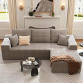 95 Cloud Sectional Couch with L-Shape Chaise Modern Corduroy Boneless Deep Seat Sofa 3-Seater Modular Sleeper Couch for Living Room Bedroom Apartment No Assembly (Camel Right-Facing Chaise)