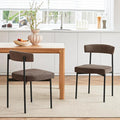 Grey Fabric Dining Chairs Set of 2 Armless Upholstered Kitchen ChairModern Dining Room Chair with Curved Backrest