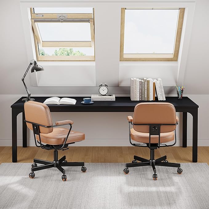Tribesigns 2-Person Home Office Desk 78.7 Extra Long Computer Desk Double Workstation for Home Office Work Desk for Two People (Black)