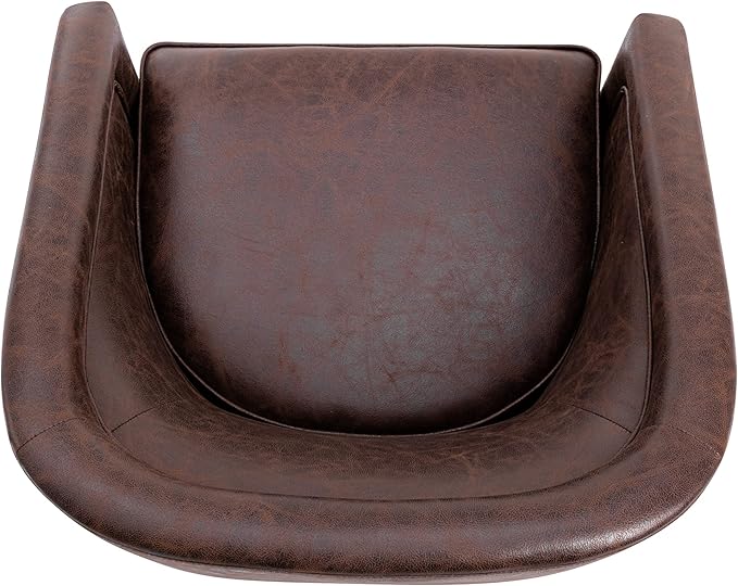 Wovenbyrd Classic Mid-Century Modern 360° Swivel Accent Chair Faux Leather Barrel Chair Dark Brown