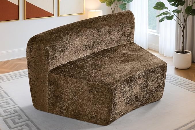 Homguava Modular Sectional Sofa Memory Foam Couch Single Sofa Chair with Deep Seat Modern Upholstered Sofa Couches for Living Room Apartment Office No Assembly Required Brown