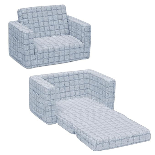 Delta Children Checkered Cozee Flip-Out Chair Blue