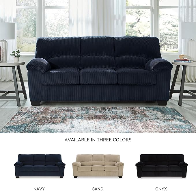 Signature Design by Ashley SimpleJoy Contemporary Sofa for Living Room Blue