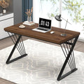 FOLUBAN Home Office Desks Modern Wood and Metal Writing Study Work Table Industrial Computer Desk for Bedroom Living Room Rustic Walnut 47 Inch