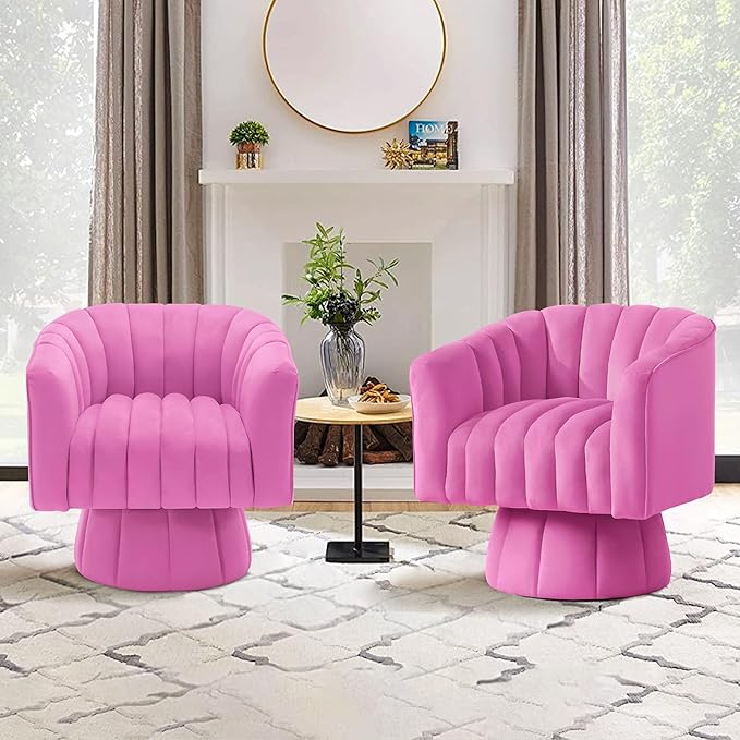 YSICK Swivel Accent Chair360°Swivel Barrel Chairs Mid-Century Chair with Wide Upholstered Modern Velvet Fabric Round Armchair for Living Room Lounge Bedroom