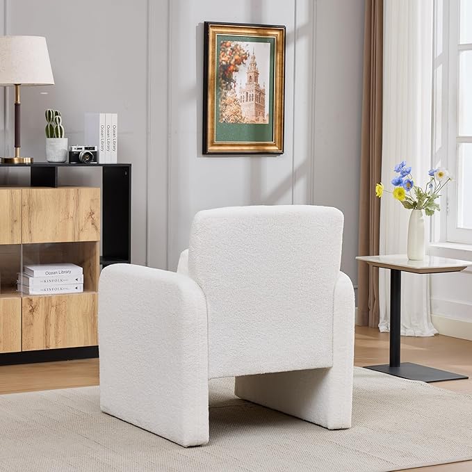 Velvet Accent Chair Set of 2 Modern Upholstered Armchair Teddy Velvet Comfy Padded Reading Chairs for Bedroom Single Sofa Chair with Wood Frame