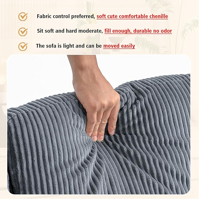67'' L-Shaped Velvet Modular Sectional Couch Sofa with Ottoman 3-Seat Convertible Cloud Deep Seat Sofa Couches for Living Room Bedroom Apartment Cozy Chaise Lounge Sofas (Gray)