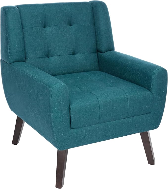 Accent Chair Comfy Mid Century Modern Small Armchairs with Solid Wood Frame and Soft Cushion for Living Room Bedroom (Fabric Light Blue Set of 2)