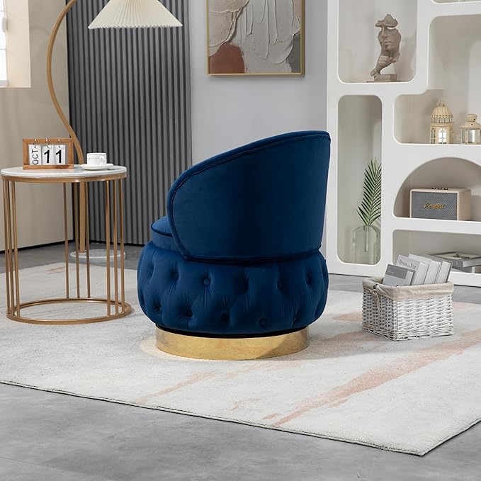 360 Degree Swivel Cuddle Barrel Accent Storage Chairs Round Armchairs with Wide Upholstered Fluffy Velvet Fabric Chair for Living Room Bedroom Office Waiting Rooms