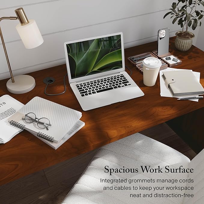 Bush Furniture 72-inch Home Office Desk with Drawers Large Computer Table for Personal Workspace Somerset Collection Hansen Cherry