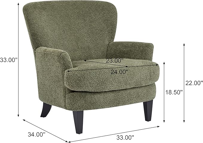 Christopher Knight Home Colby Boucle Upholstered Club Chair Living Room Accent Chair Wooden Frame Flared Armrest Plush Thick Cushion Reading Lounge Chair Space-Saving Furniture Olive Green