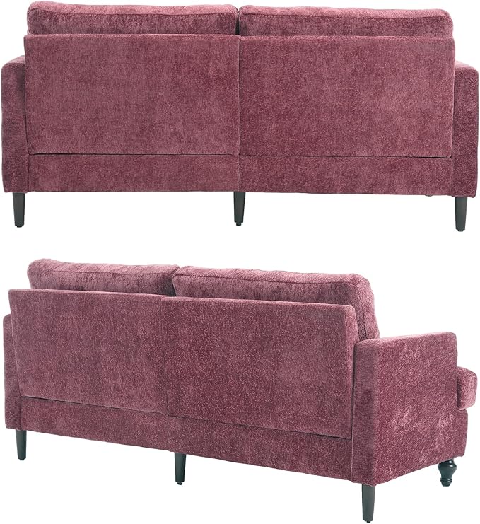 68'' Sofas Couch for Living Room Mid Century Modern Sofa with Deep Seats Chenille Loveseat Cloud Couch Comfy Small Couches for Small Spaces Apartment Bedroom Wine Red
