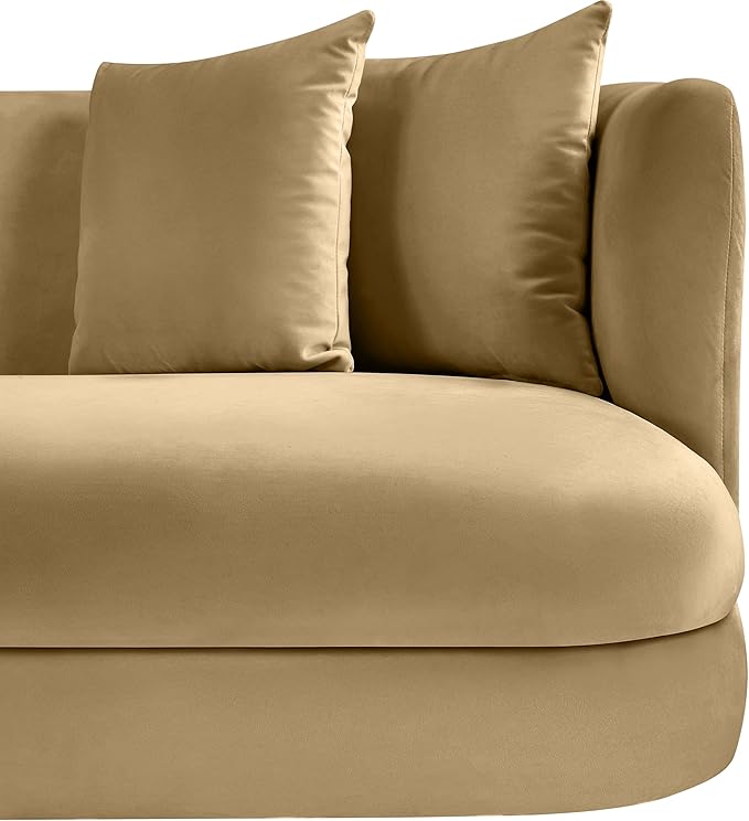 Meridian Furniture 699Camel-L Alder Collection Modern | Contemporary Loveseat with Ultra Luxe Camel 460 GSM Velvet Solid Wood Frame 66 W x 36 D x 30 H Camel