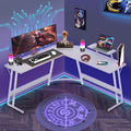 Dkelincs L Shaped Gaming Desk 51 Inch Computer Corner Desk Home Office Desks PC Gaming Table with Monitor Riser Stand for Home Office Writing Workstation White
