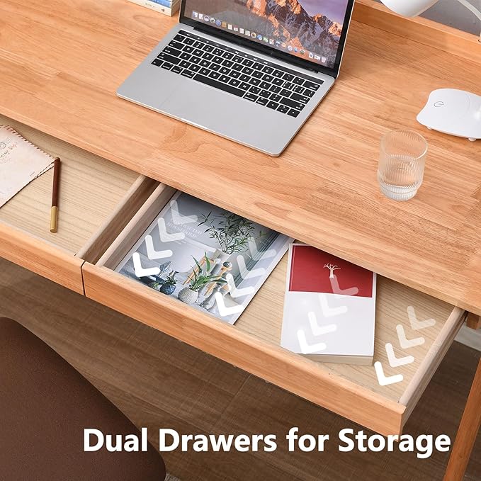 Solid Wood Desk Mid Century Modern Desks Home Office Desks with Drawers Small Desk for Bedroom