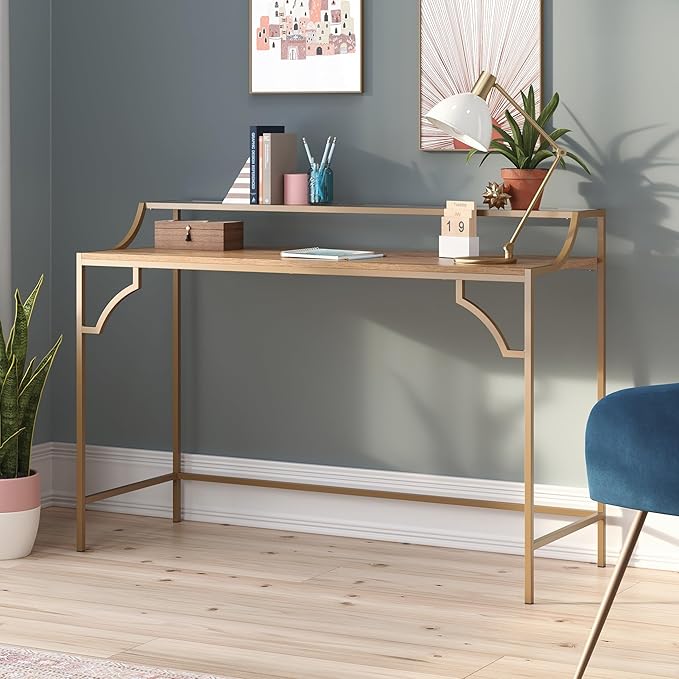 Sauder International Lux Writing Desk Sindoori Mango Finish