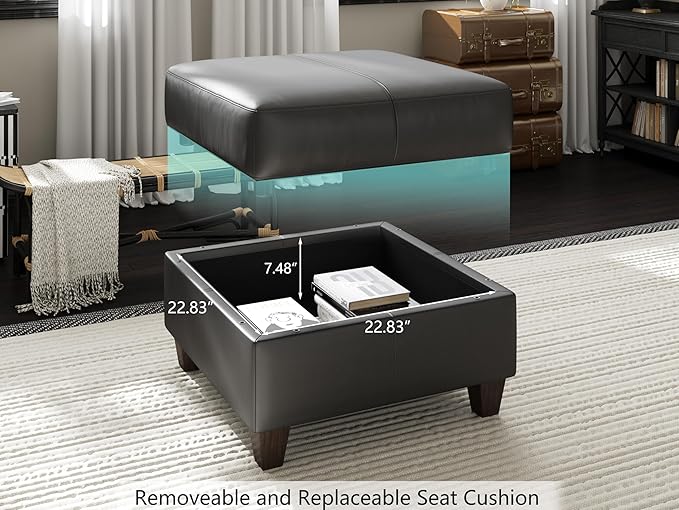 EASE MOOSE Modular Sectional Couch with Storage Seats 4 Seat Faux Leather Convertible Modular Sofa Sectional Sofa Couch with Reversible Chaises for Small Spaces Black