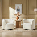 Swivel Accent Chair No Assembly Required Upholstered Boucle Fabric Barrel Chair for Living Room Set of 2 Beige