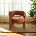 GDFStudio 30 Modern Accent Chair Upgrade Leisure Boucle Upholstered Armchair with Curved Arms and Waist Pillow Comfy Single Sofa Chair for Living Room Bedroom Office Apartment Orange