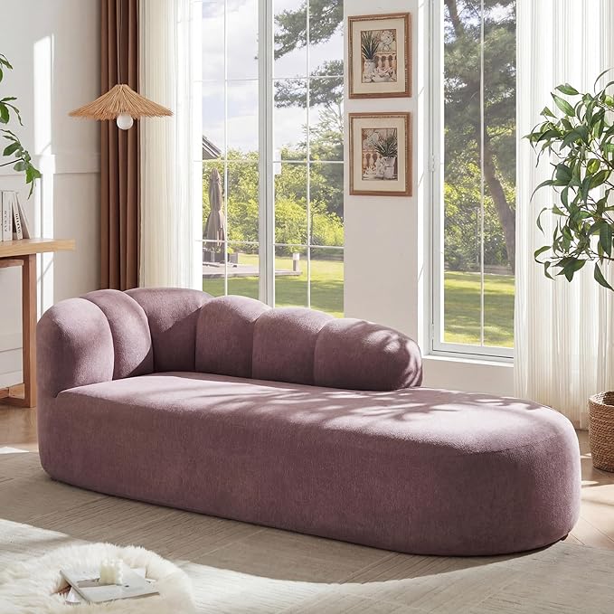 Christopher Knight Home Presie Upholstered Boneless Chaise Lounge Chair Indoor Comfy Chaise Lounge Sofa for Bedroom Modern Home Sofa Living Room No Assembly Required Light Purple