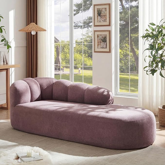 Christopher Knight Home Presie Upholstered Boneless Chaise Lounge Chair Indoor Comfy Chaise Lounge Sofa for Bedroom Modern Home Sofa Living Room No Assembly Required Light Purple