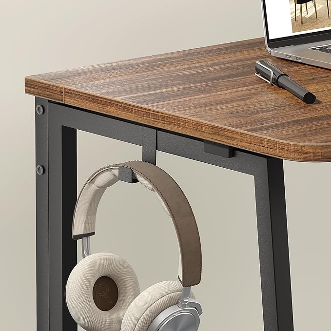 WOHOMO Folding Desk 47.2 Foldable Computer Desk for Bedroom Space Saving Computer Table Writing Workstation for Home Office Easy Assembly Walnut