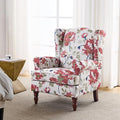 EROMMY Floral Accent Chair Comfortable High Back Upholstered Armchair with Solid Wood Legs Leisure Single Sofa Chair for Living Room Bedroom Home Office Pink Floral