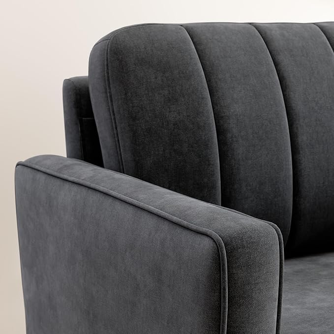 Bush Home 32-inch Accent Chair Living Room Furniture Max Collection Iron Gray Chenille Fabric