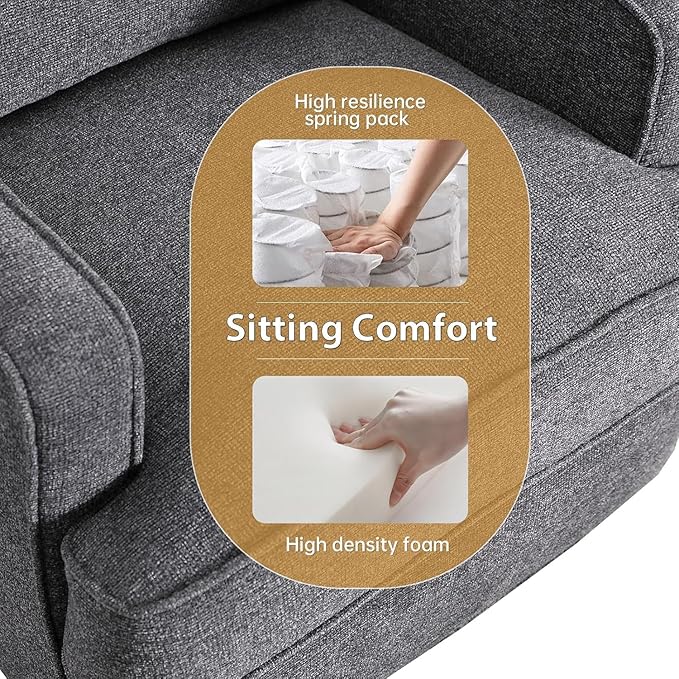 Classic Manual Recliner Chair for Adults Soft Fabric Overstuffed Single Reclining Sofa Chair with Padded Backrest Heavy Duty Recliners for Living Room BedroomGrey