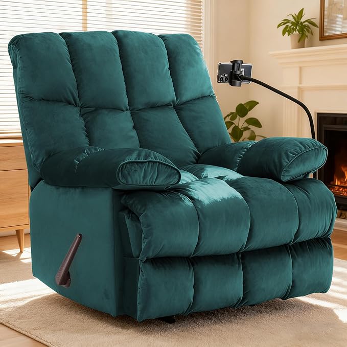 Euthymia Oversized Recliner Chair Big and Tall Recliner Chairs for Adults 400LBS Large Recliner Chair Extra Wide Recliner for Living Room Teal