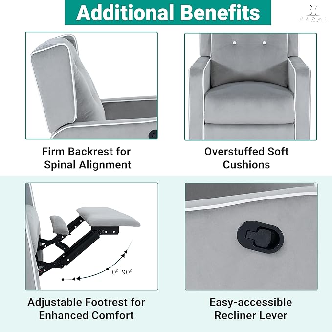 Swivel Rocker Recliner Chair for Adults and Elders Comfortable Living Room Recliner with 360° Swivel Manual Reclining with Adjustable Footrest Ergonomic Back Support